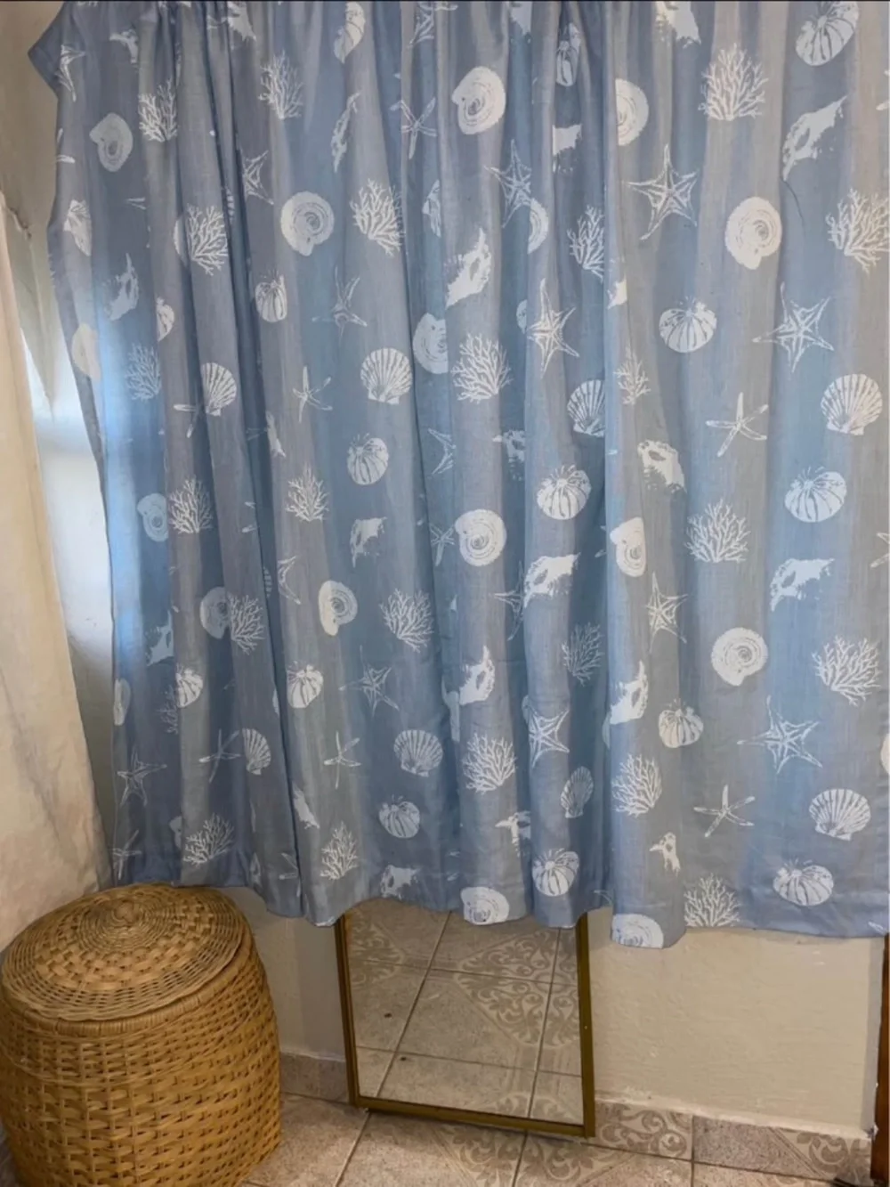 4 Curtain Panel, Printed, Aqua, Adult